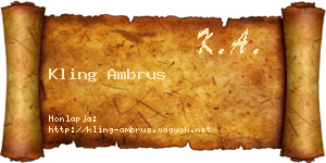 Kling Ambrus névjegykártya